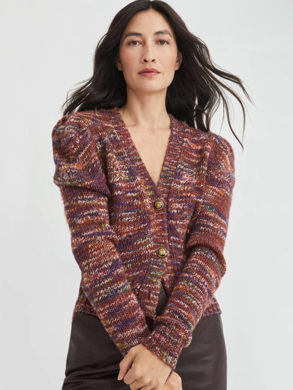 Veronica Beard Amosa Space Dyed Burgundy Wool Blend Cardigan Size M NWT $448